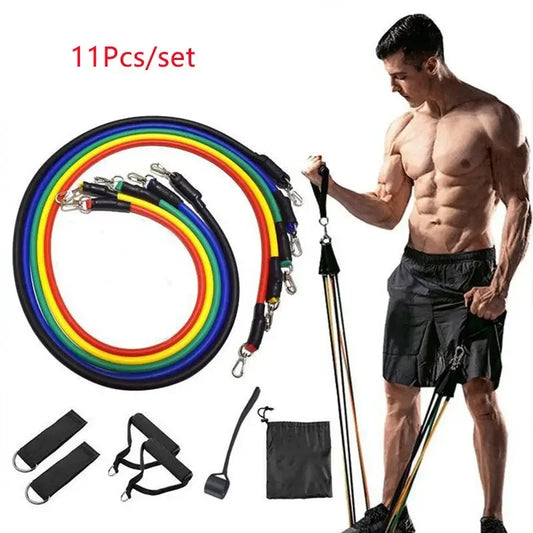 11Pcs TPE Resistance Bands Set, Resistance Bands with Door Anchor, Handles, Carry Bag, Legs Ankle Straps, Exercise Bands